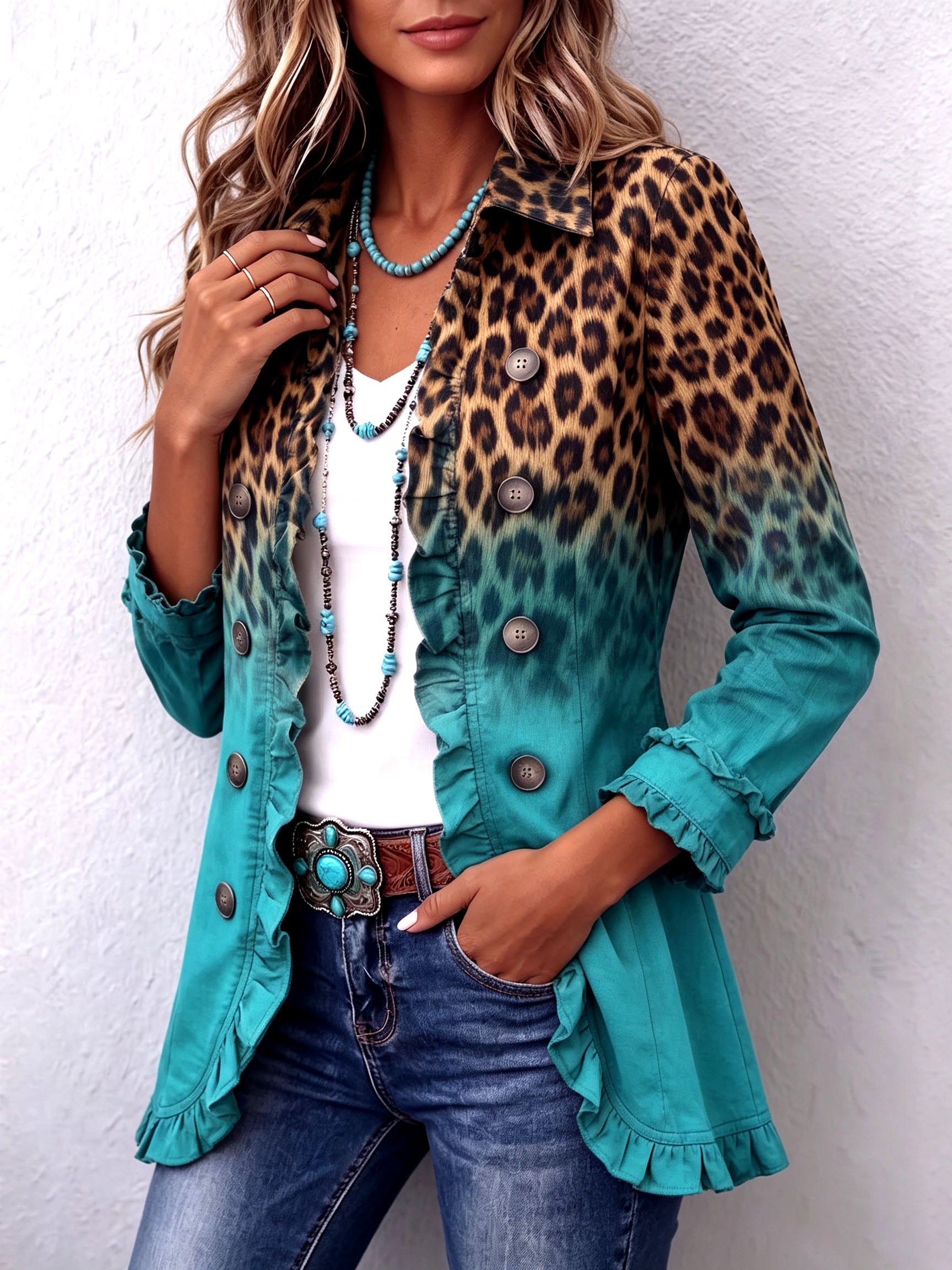 Elspeth Leopard Ombre Blazer