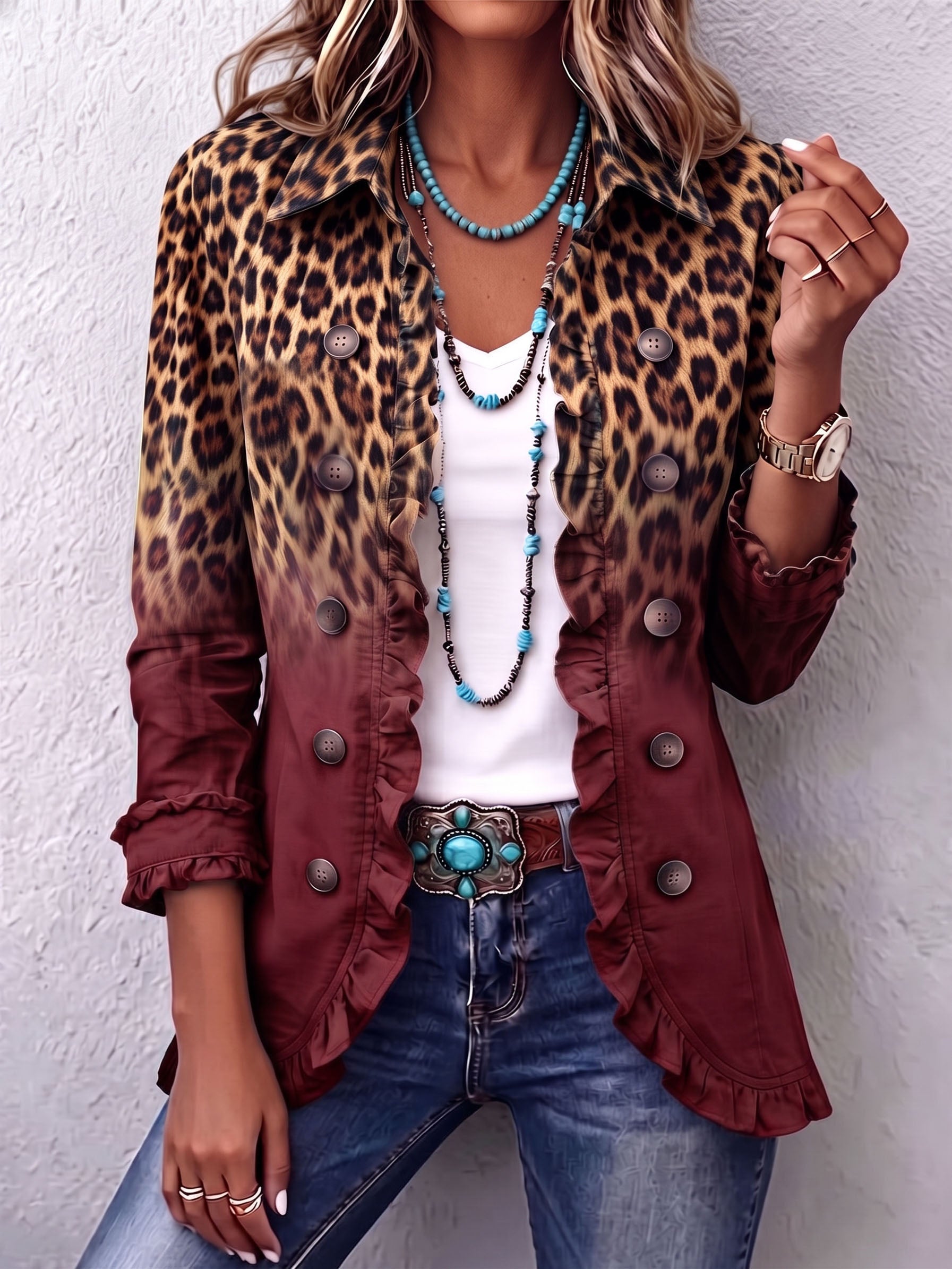 Elspeth Leopard Ombre Blazer