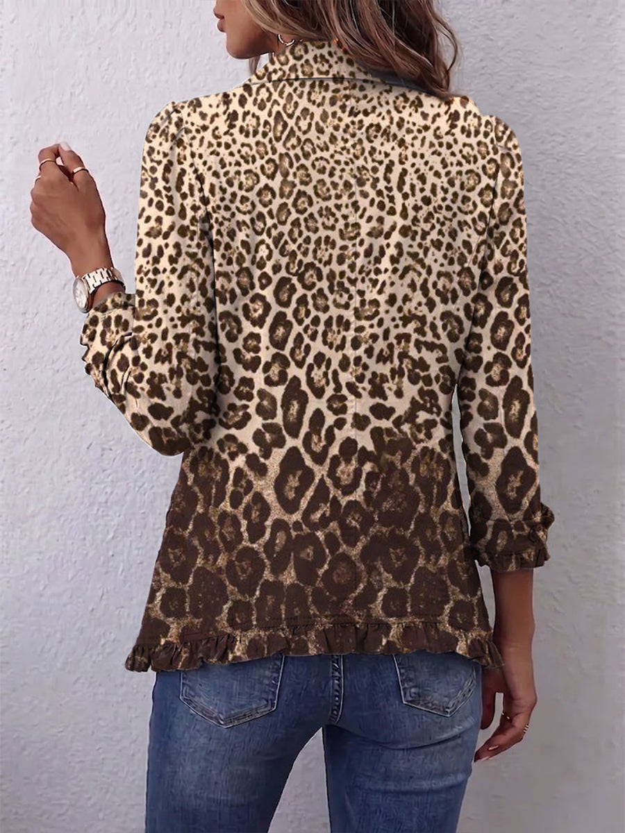 Navara Leopard Ruffled Jacket
