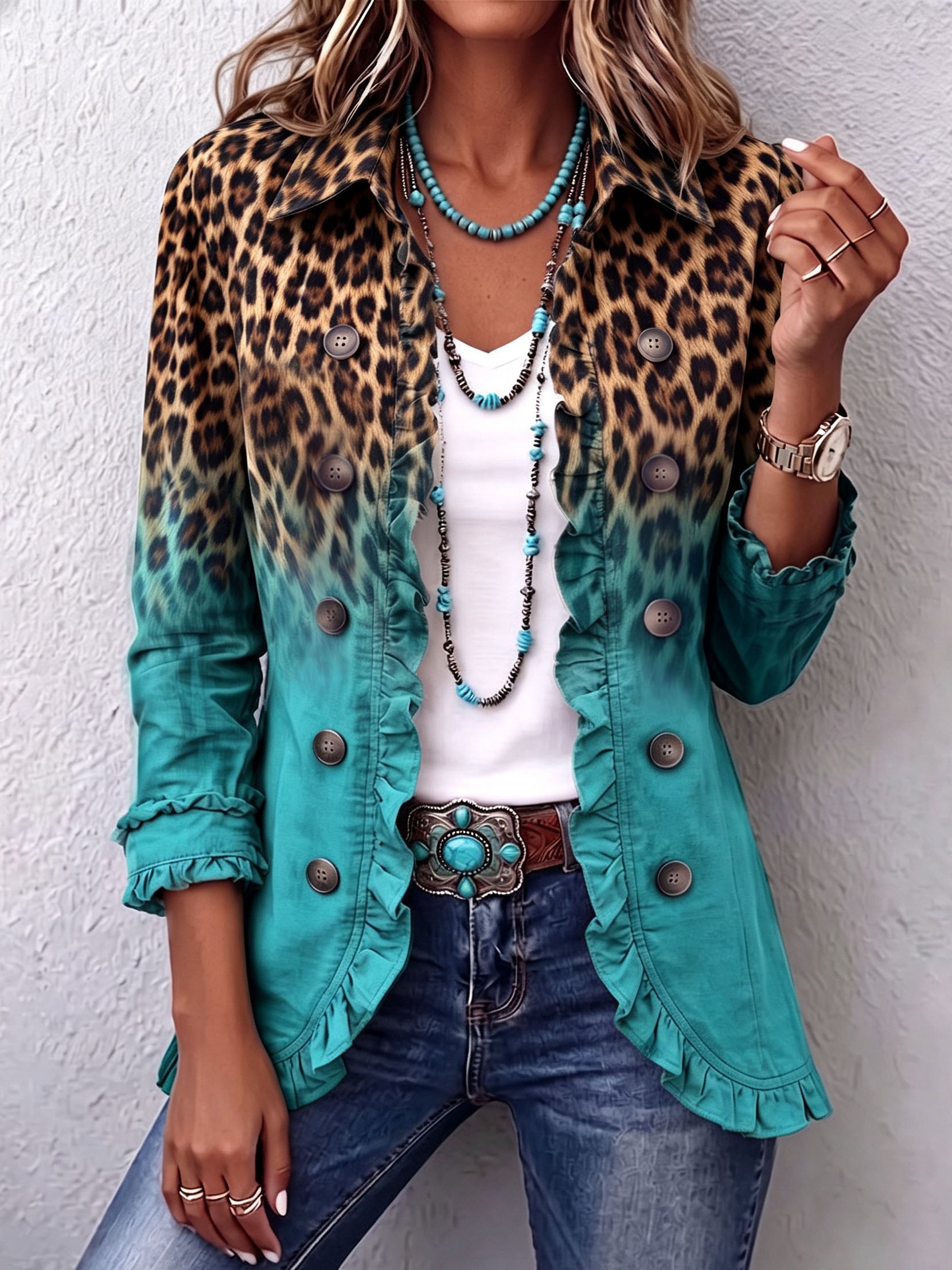 Elspeth Leopard Ombre Blazer