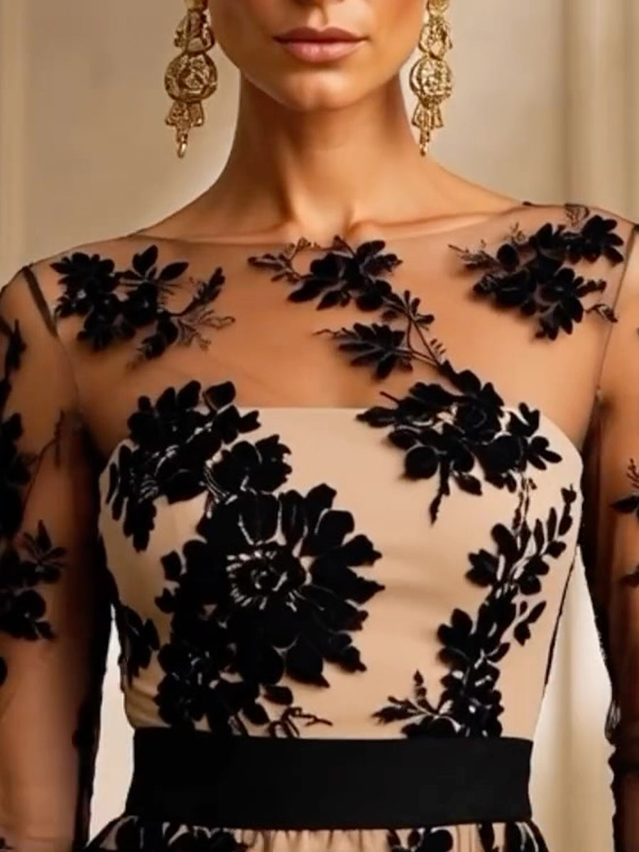 Adeline Floral Lace Evening Dress