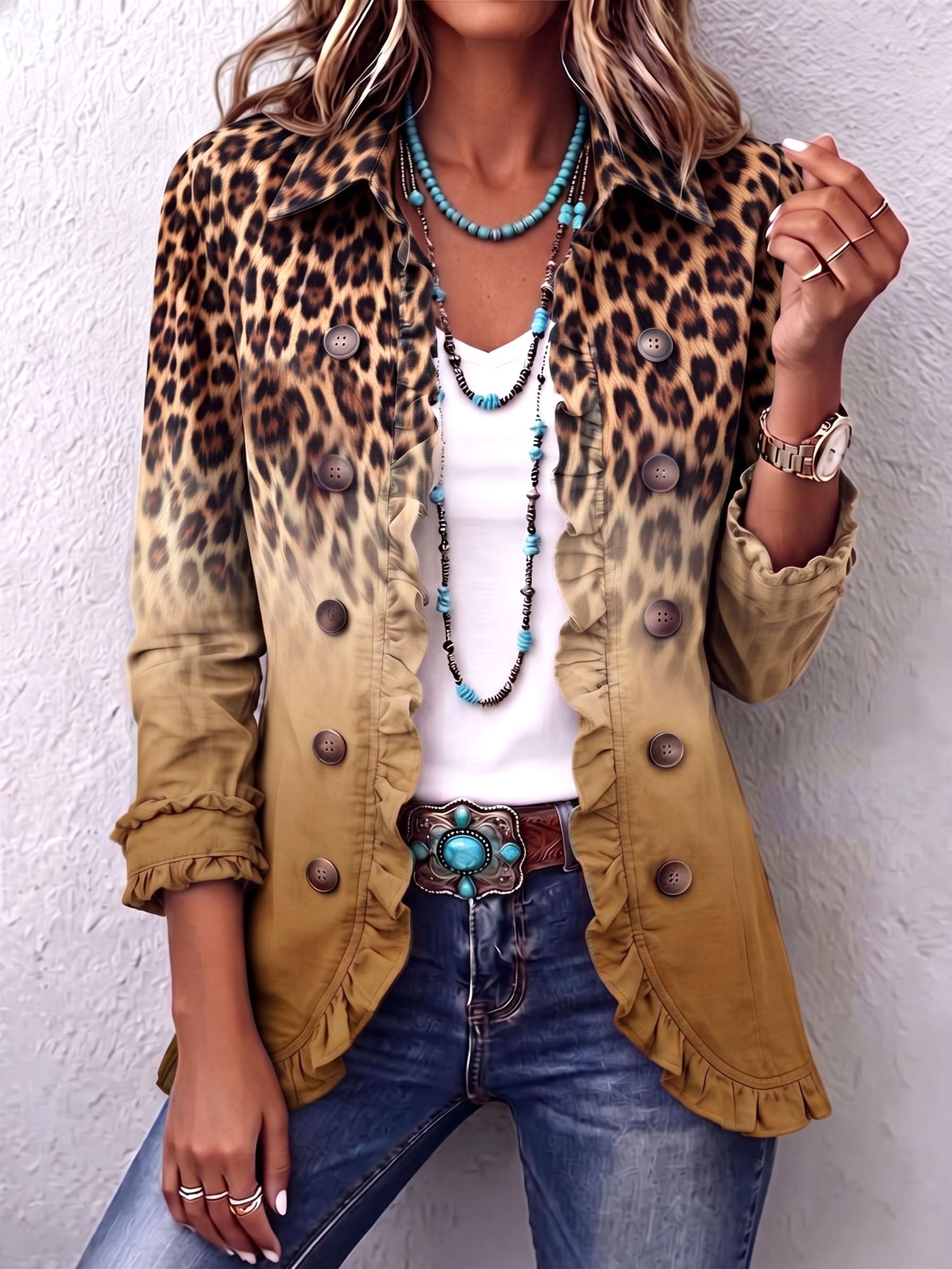 Elspeth Leopard Ombre Blazer