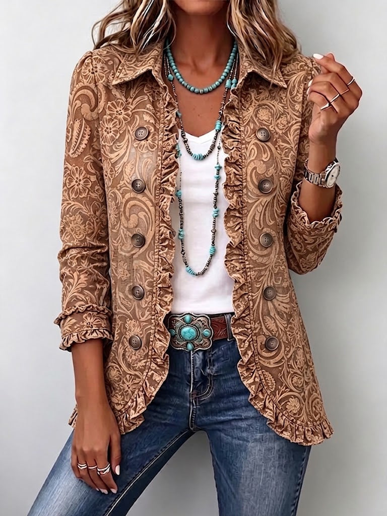 Vyclara Floral Ruffled Jacket