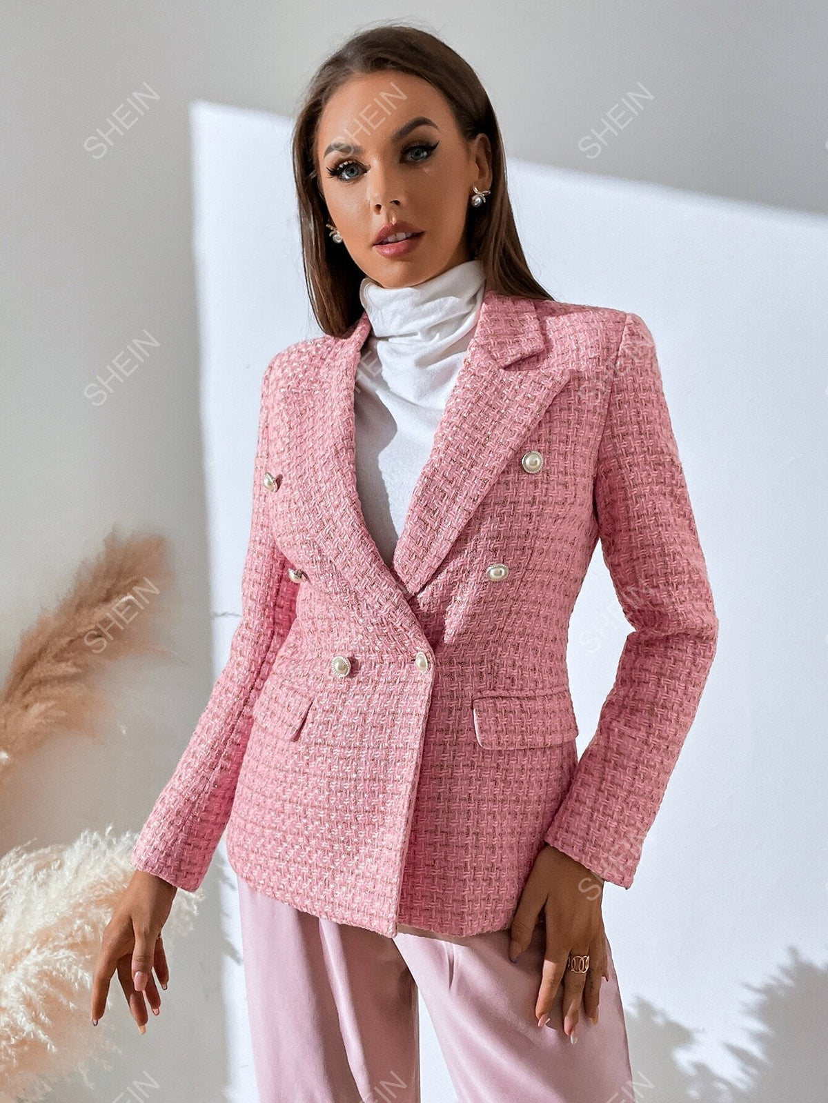 Zia Tweed Plaid Breasted Blazer
