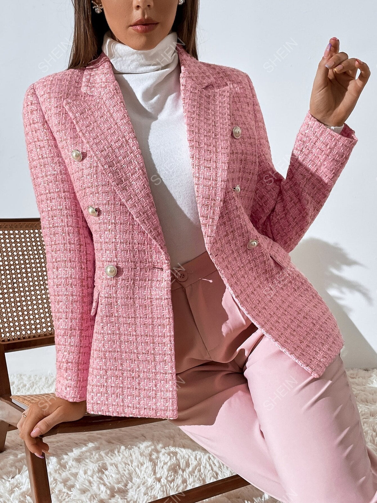 Zia Tweed Plaid Breasted Blazer