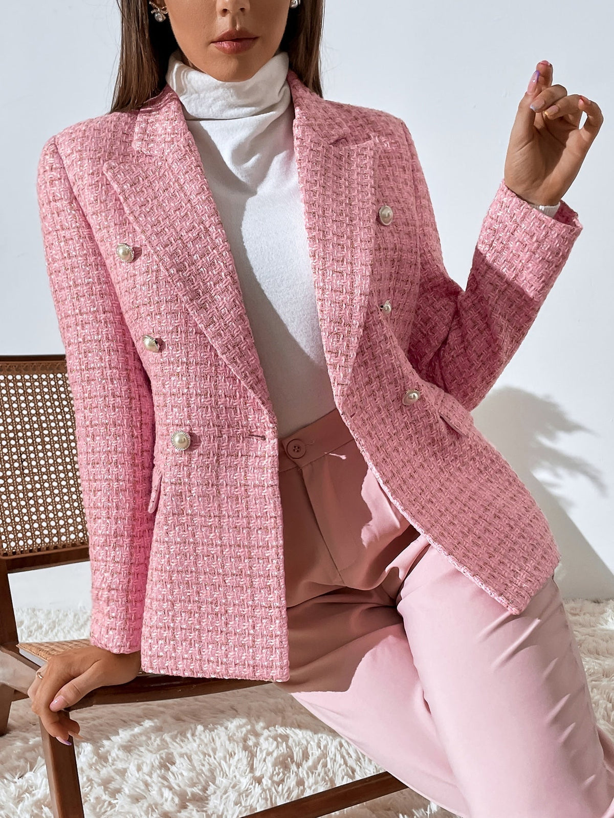 Zia Tweed Plaid Breasted Blazer