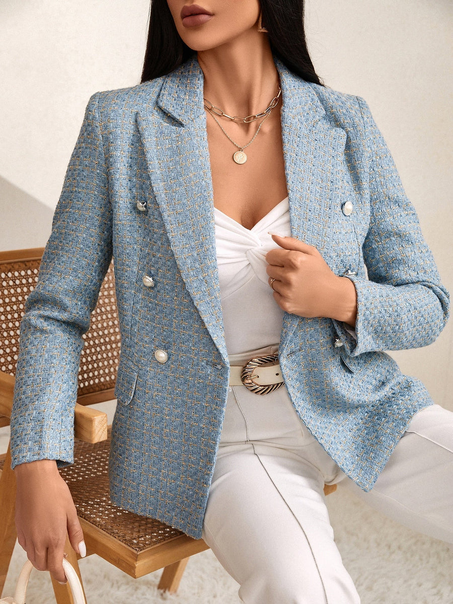 Zia Tweed Plaid Breasted Blazer
