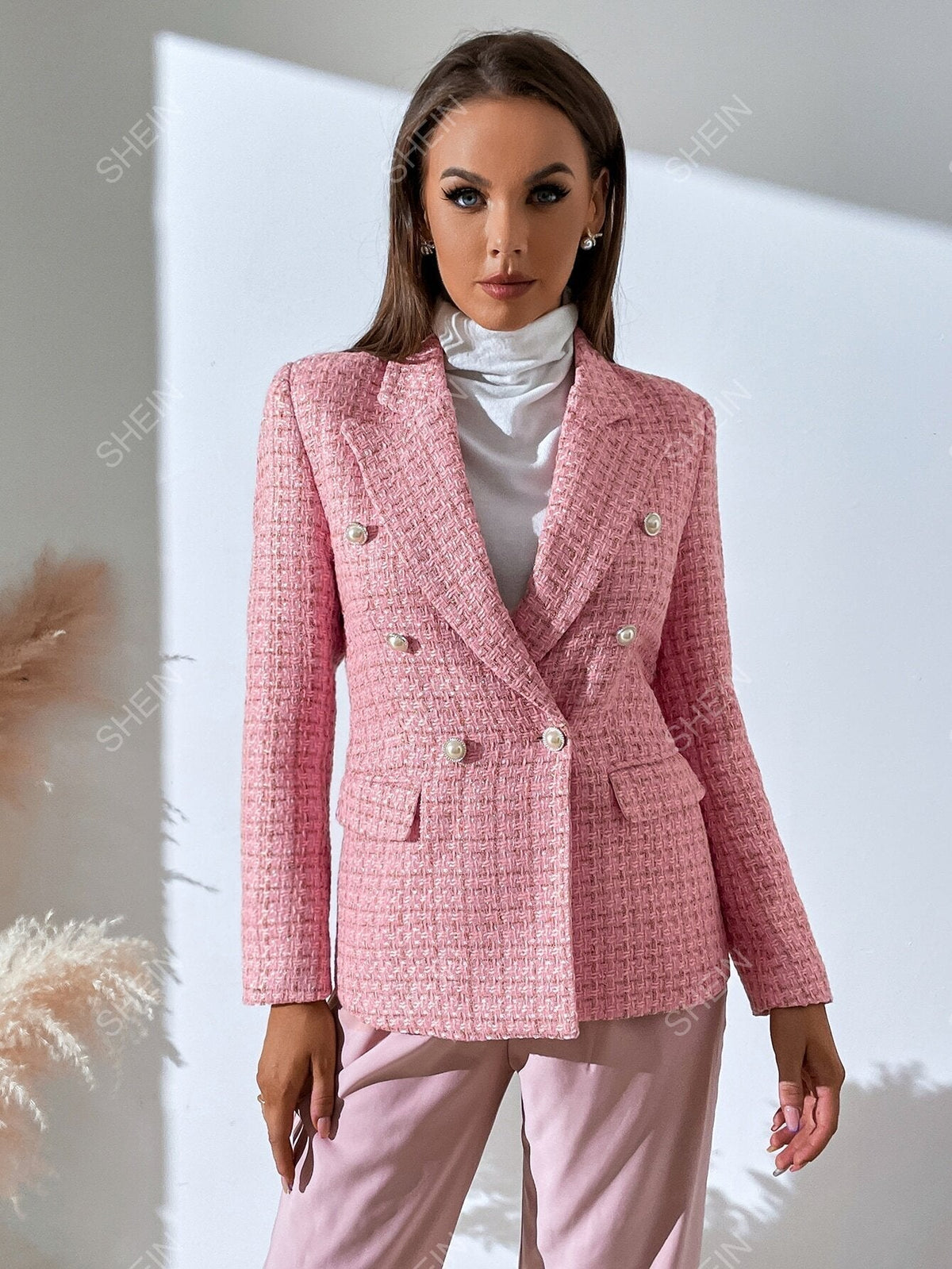 Zia Tweed Plaid Breasted Blazer