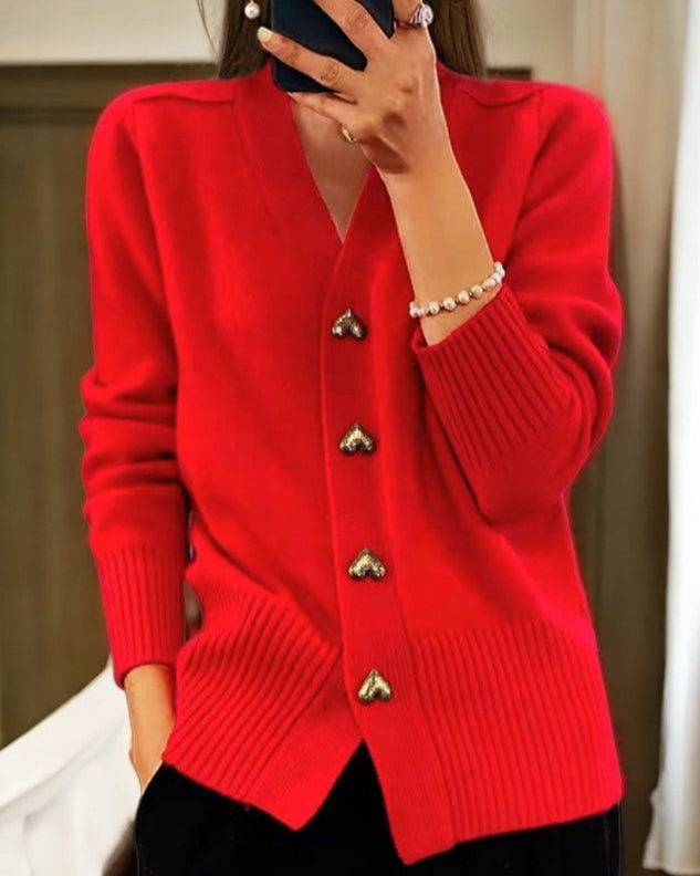 Adele Elegant Heart-Button Vest