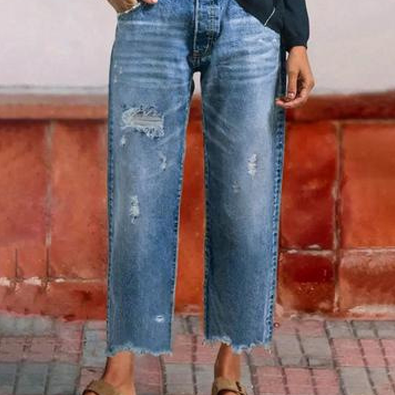 Aberjean™ | Retro Cropped Straight Jeans