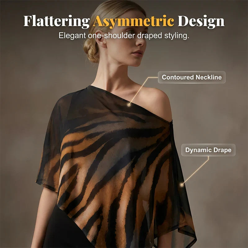 Asymmetric Shawl Two-Piece Set